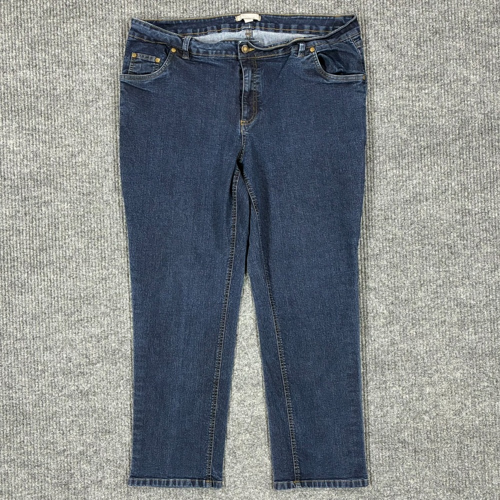 Woman Within Straight Jeans Size 18W Blue Denim Stretch Casual High Rise